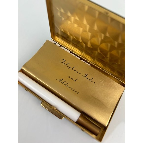 Vintage Pocket Index Addresses Crown Emblem Metal Small Mid-Century Blank Hinged - Picture 6 of 9